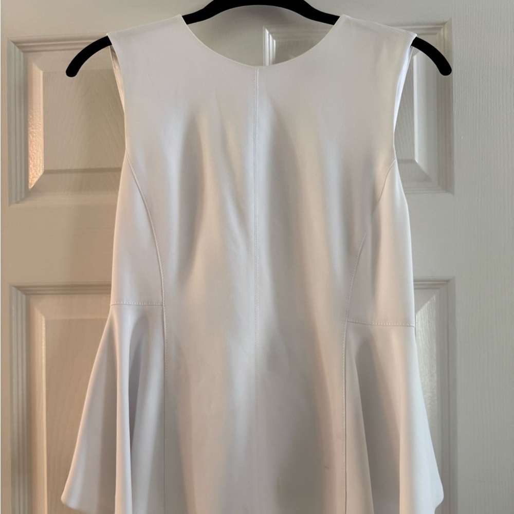 Theory white sleeveless peplum top